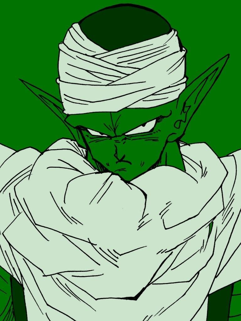 Piccolo, Dragon Ball Z, Turban, Grüner Hintergrund, Monochrom, HD Wallpaper
