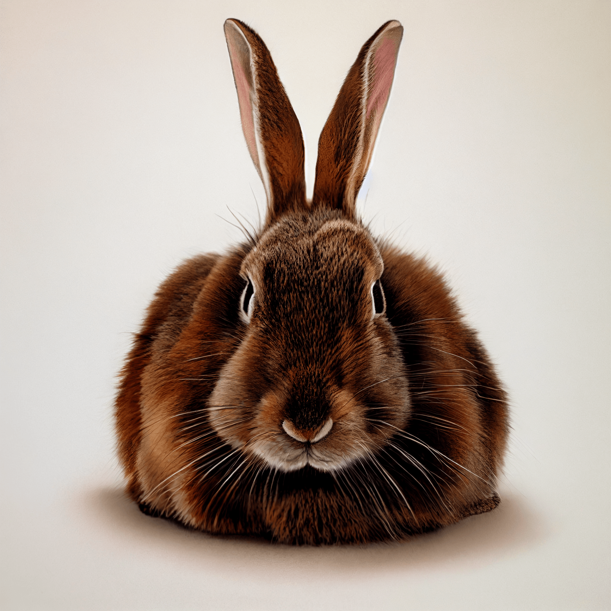 Braunes Kaninchen, Flauschig, Beige Hintergrund, Frontansicht, Lange Ohren, Full HD Wallpaper