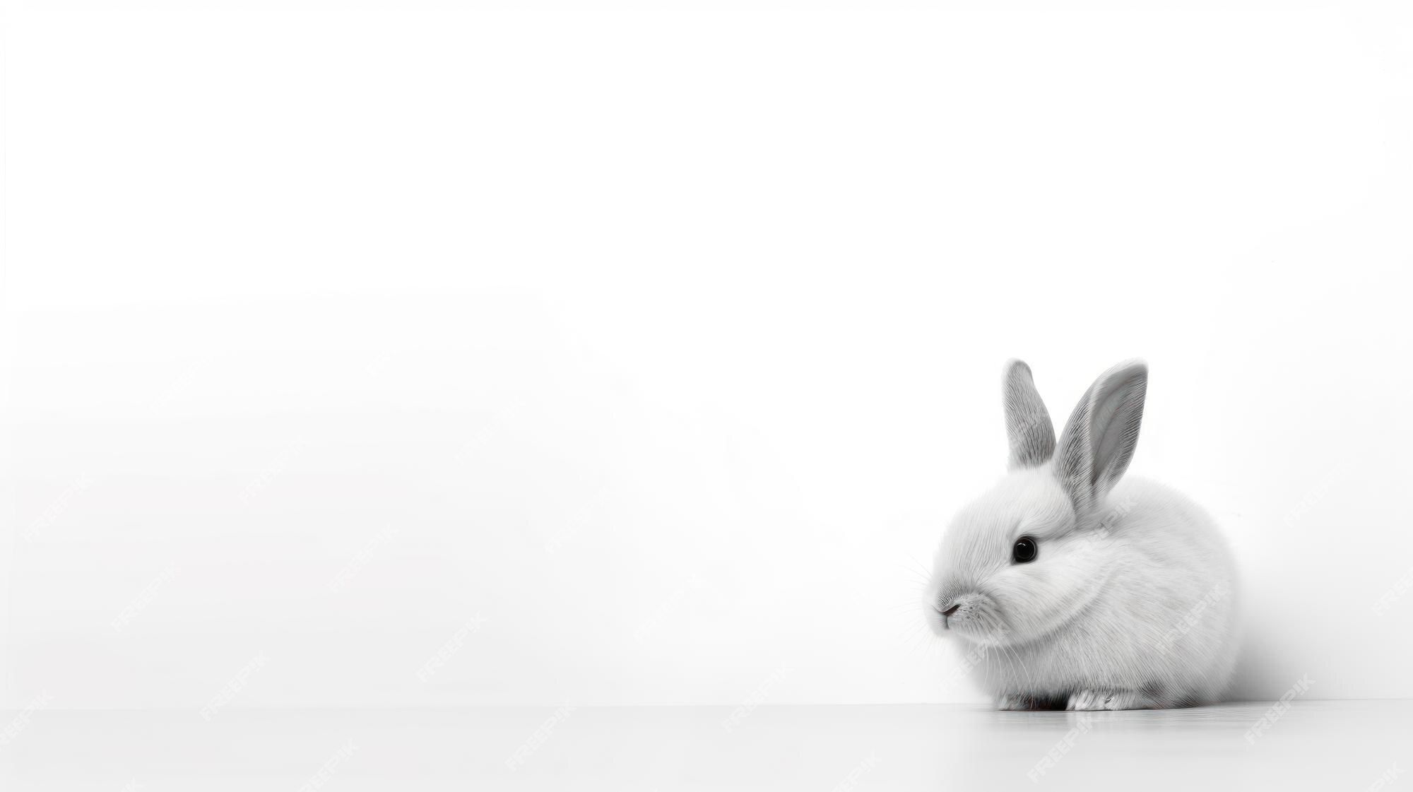 Weißes Kaninchen, Weißer Hintergrund, Minimalistisch, High-Key, Full HD Wallpaper