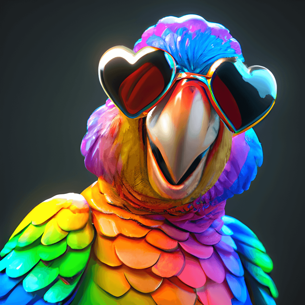 Papagei, Herzbrille, Regenbogenfedern, Lustig, Digitale Kunst, Hintergrundbild fürs iPad