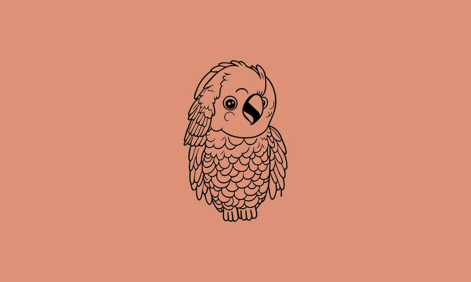Papagei, Strichzeichnung, Linienkunst, Lachsfarbener Hintergrund, Minimalistisch, HD Wallpaper