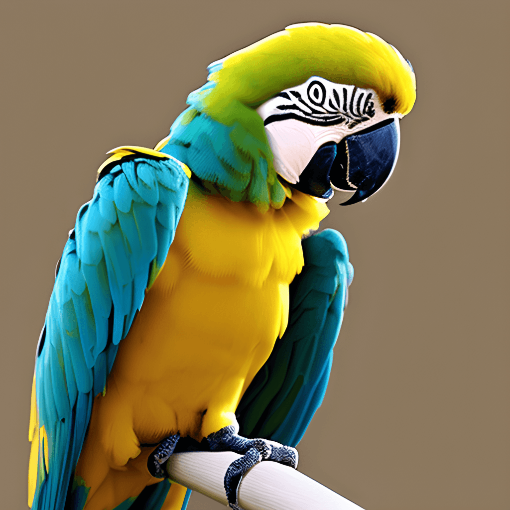 Ara, Gelber Bauch, Stange, Digitale Kunst, Brauner Hintergrund, Wallpaper