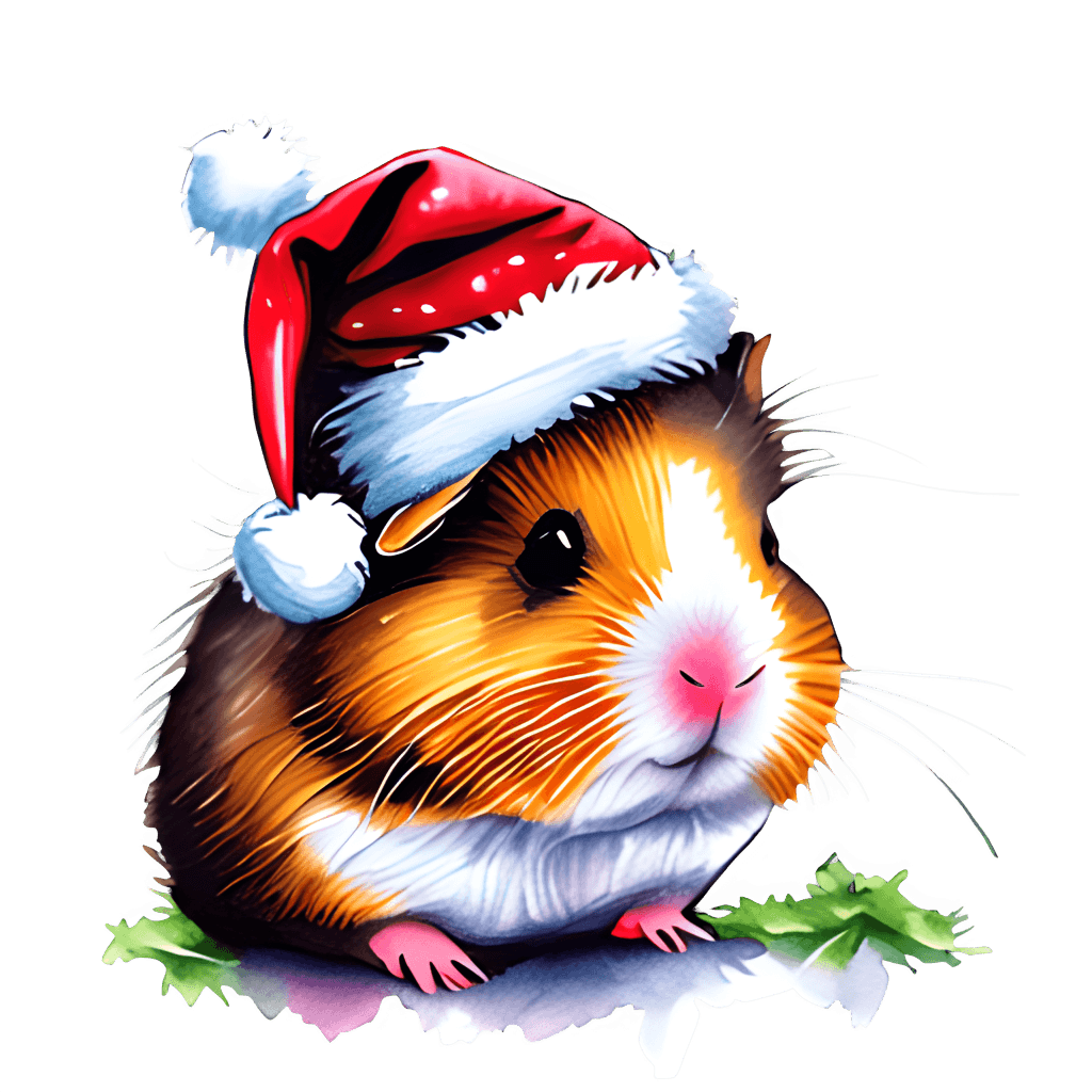 Meerschweinchen, Weihnachtsmütze, Weihnachten, Illustration, Hintergrundbild fürs Tablet