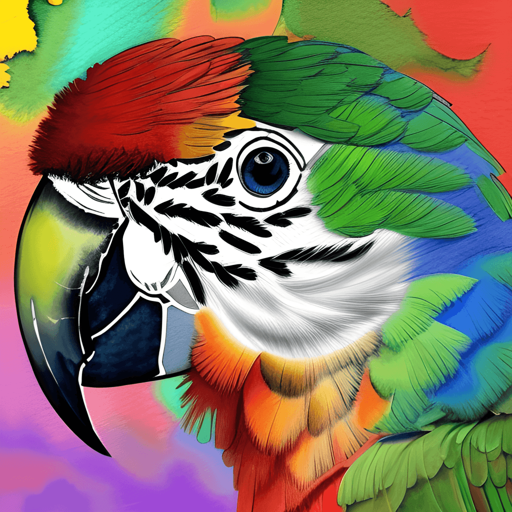 Ara, Pop-Art, Bunte Farben, Porträt, Digitale Malerei, Hintergrundbild für iPad und Tablet