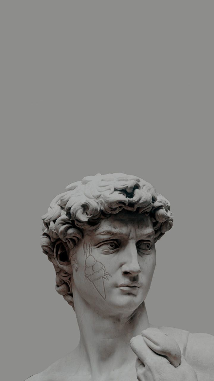 David (Michelangelo), Marmorbüste, Grauer Hintergrund, Minimalistisch, Sperrbildschirm fürs iPhone
