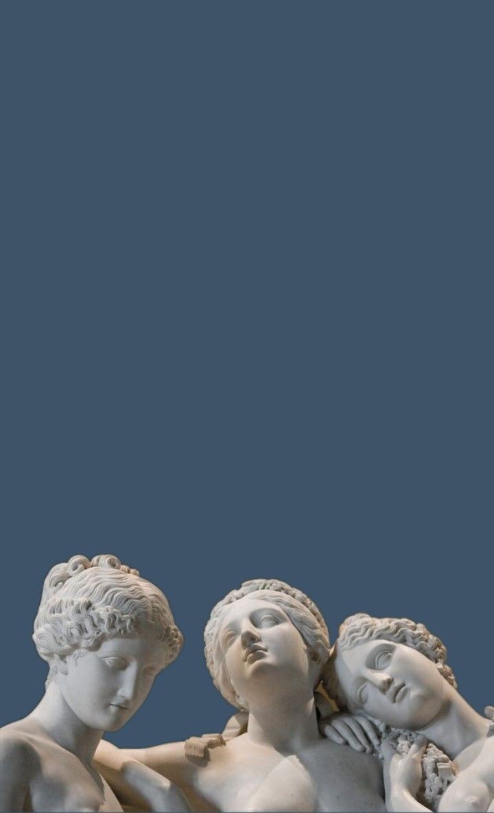 Marmorstatuen, Drei Figuren, Dunkelblau, Klassisch, Hochformat, Hintergrundbild fürs Smartphone