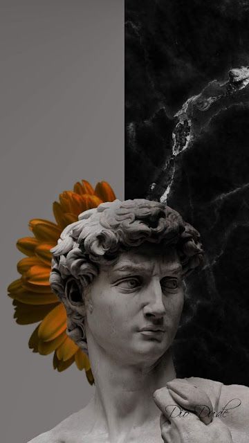 David (Michelangelo), Sonnenblume, Collage, Rauch, Hintergrundbild für iPhone und Android