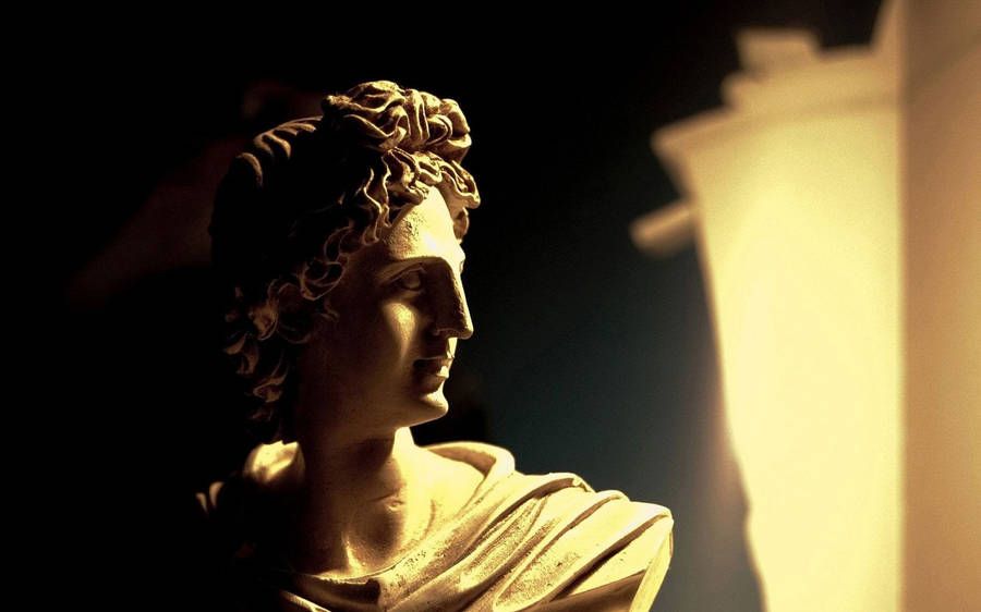 Büste, Profil, Goldenes Licht, Dunkel, Marmor, Hintergrund
