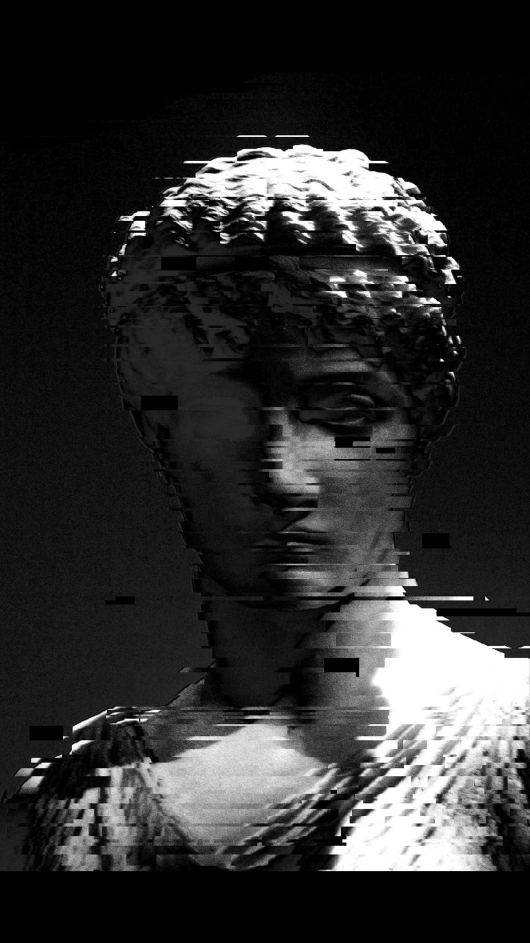 Büste, Glitch-Effekt, Schwarz-Weiß, Full HD, Handy-Hintergrund im Hochformat