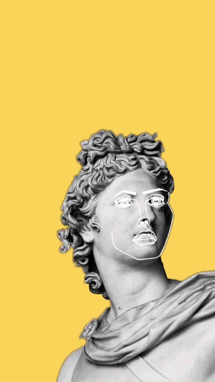 Apollo von Belvedere, Büste, Gelber Hintergrund, Brille, Sperrbildschirm fürs iPhone