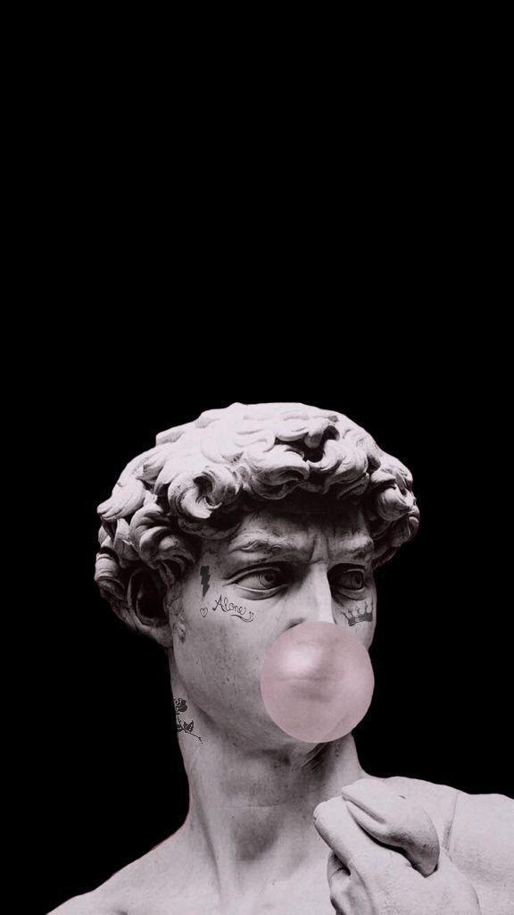 David (Michelangelo), Kaugummiblase, Schwarzer Hintergrund, Sperrbildschirm fürs iPhone
