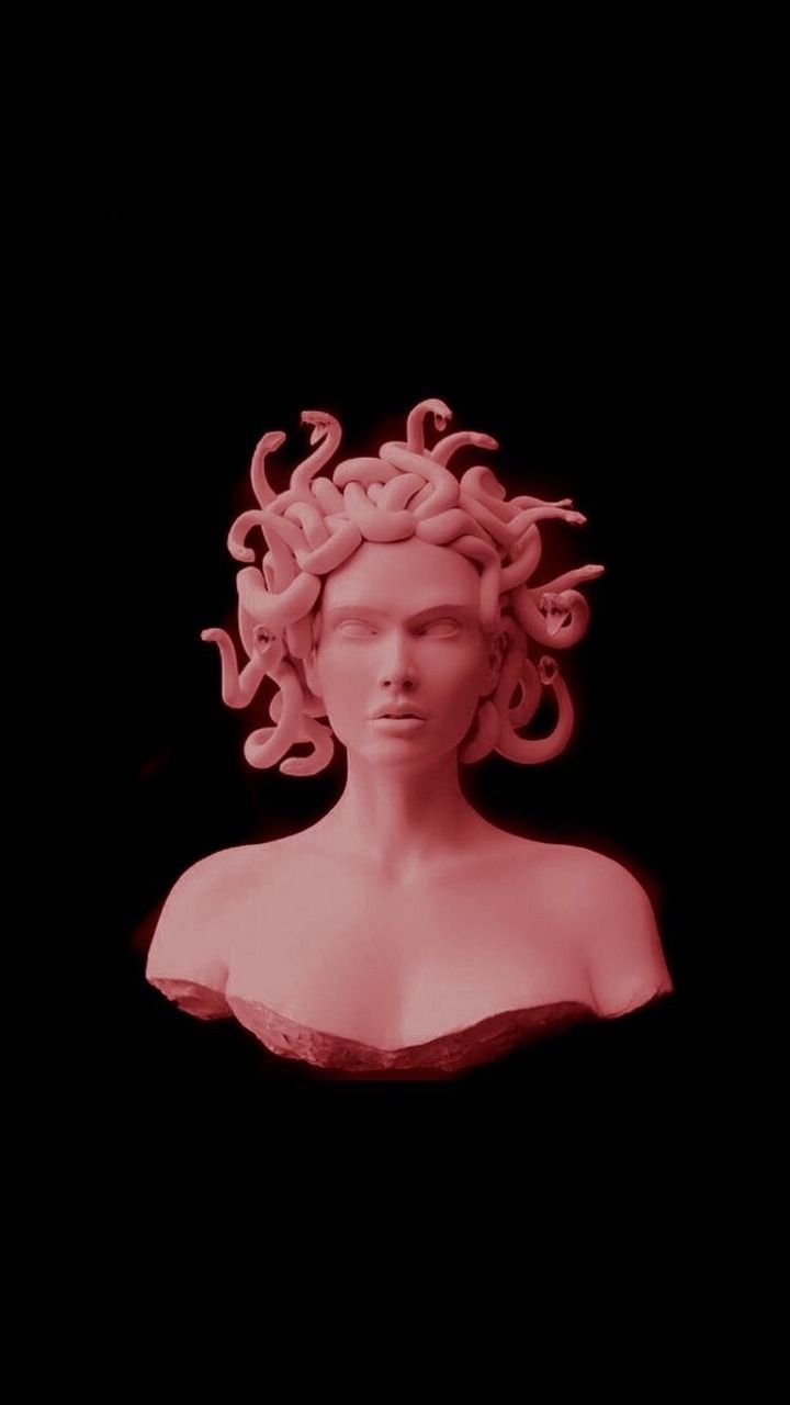 Medusa, Büste, Rot, Schlangen, Schwarzer Hintergrund, HD, Sperrbildschirm fürs iPhone
