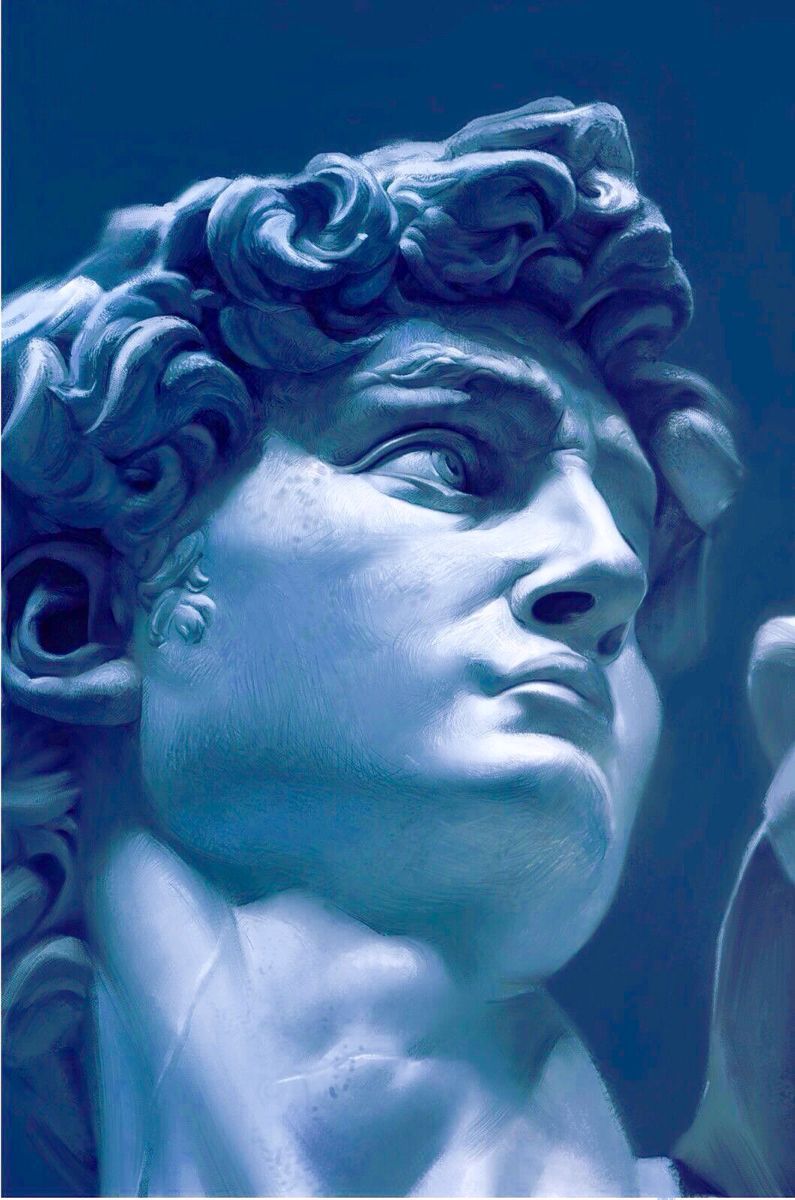 David (Michelangelo), Nahaufnahme, Blau, Profil, HD, Hintergrundbild fürs Handy