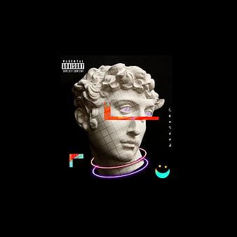 David (Michelangelo), Albumcover, Neonringe, Schwarzer Hintergrund, Wallpaper