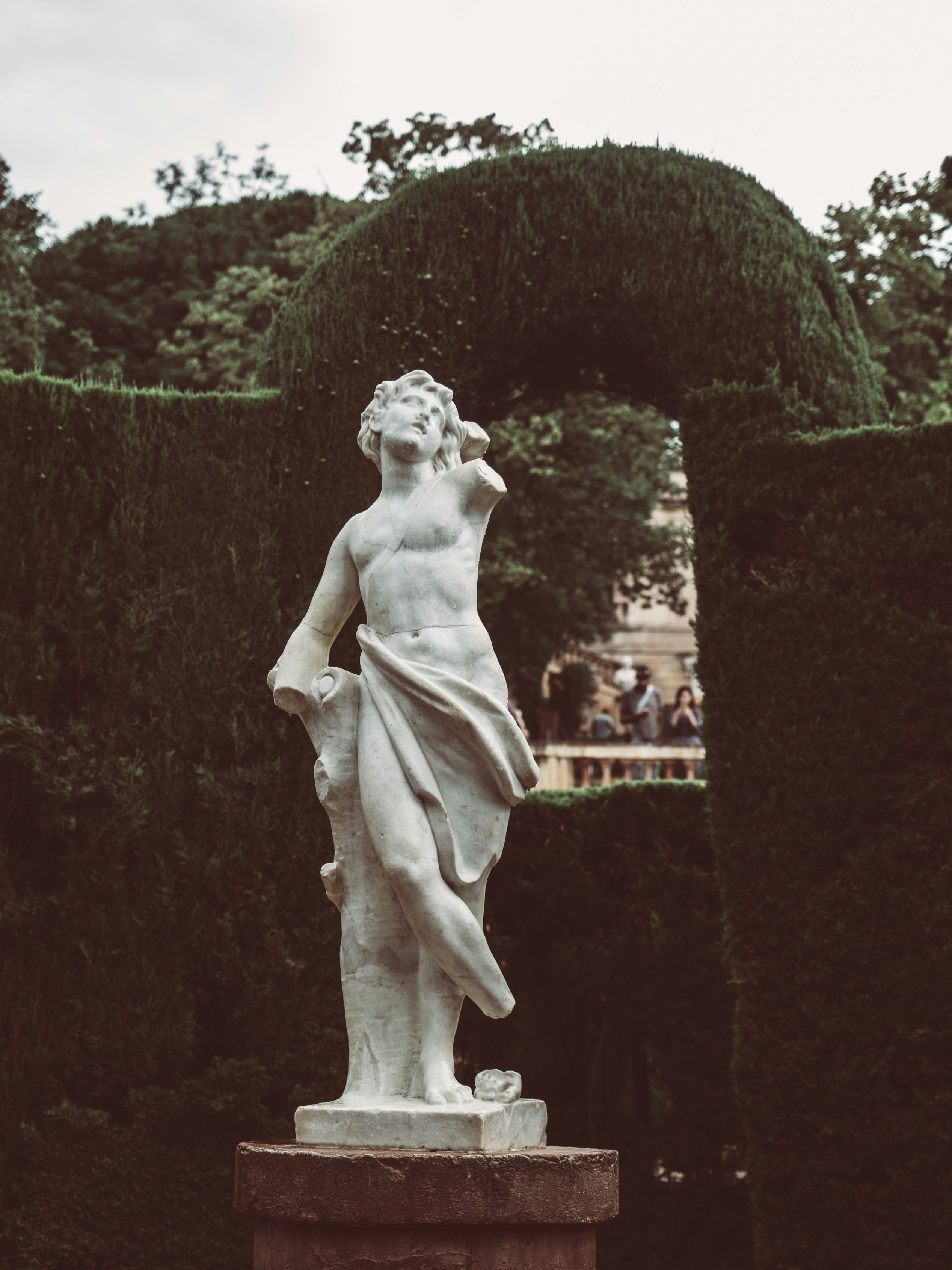 Marmorstatue, Garten, Hecke, Frau, Klassisch, Hintergrundbild für iPad und Tablet
