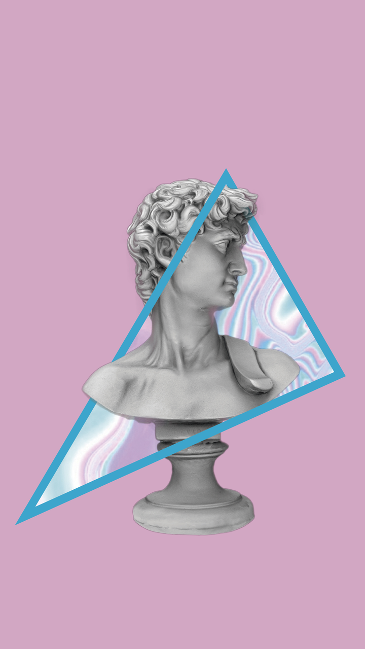 Büste, Dreieck, Lila Hintergrund, Vaporwave, HD, Sperrbildschirm fürs iPhone