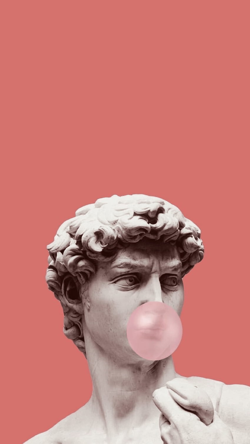 David (Michelangelo), Kaugummiblase, Lachsrot, Pop-Art, HD, Hintergrundbild fürs Handy