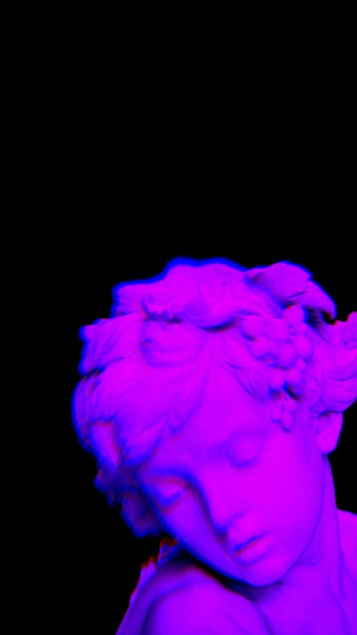 Büste, Neonlila, Schwarzer Hintergrund, Locken, HD, Sperrbildschirm fürs iPhone