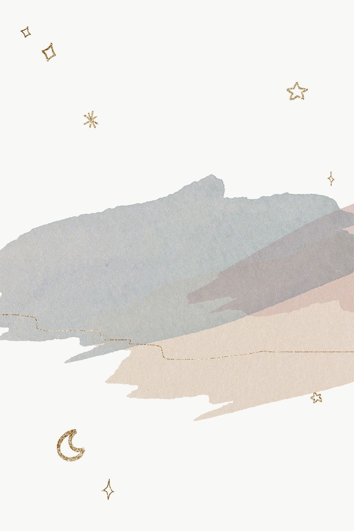 Pinselstriche, Sterne, Mond, Minimalismus, Grau-beige, Full HD, Handy-Hintergrund im Hochformat