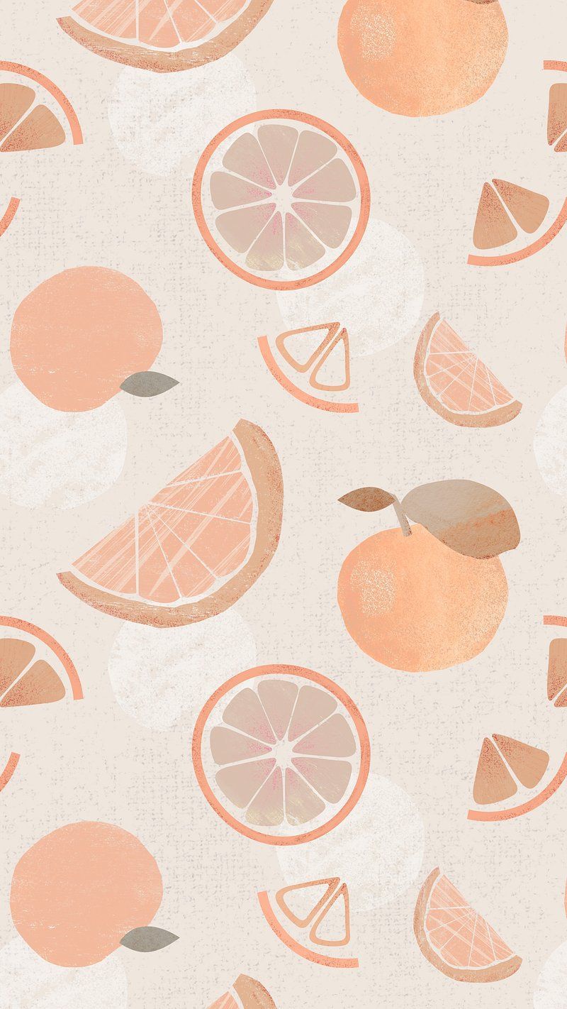 Orangen, Zitrusmuster, Pfirsich, Illustration, Hochformat, Hintergrundbild fürs Smartphone