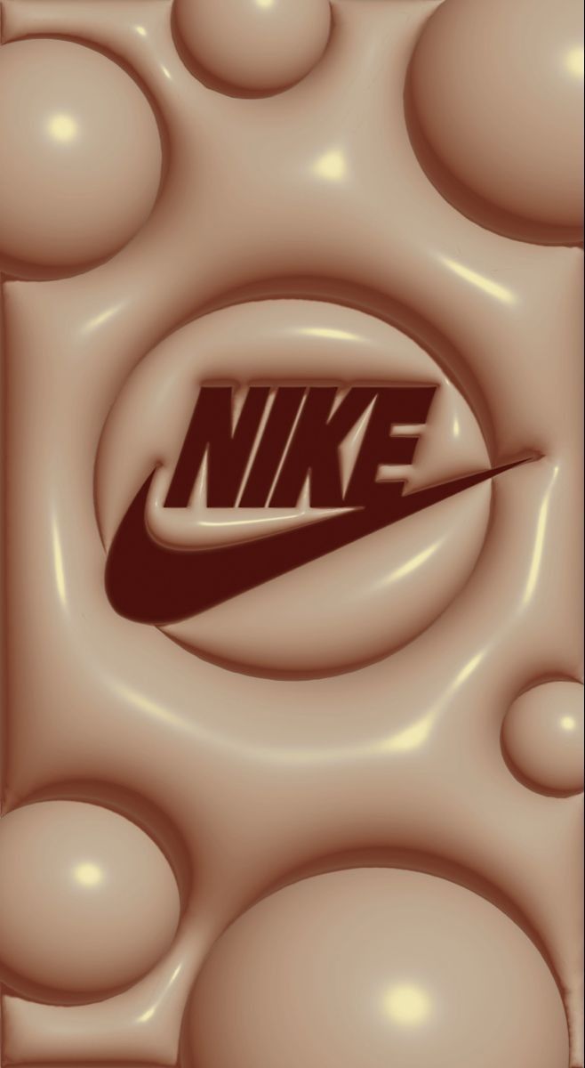 Nike, Nike-Logo, 3D-Blasen, Beige, Rotbraun, Hochformat, Hintergrundbild fürs Smartphone