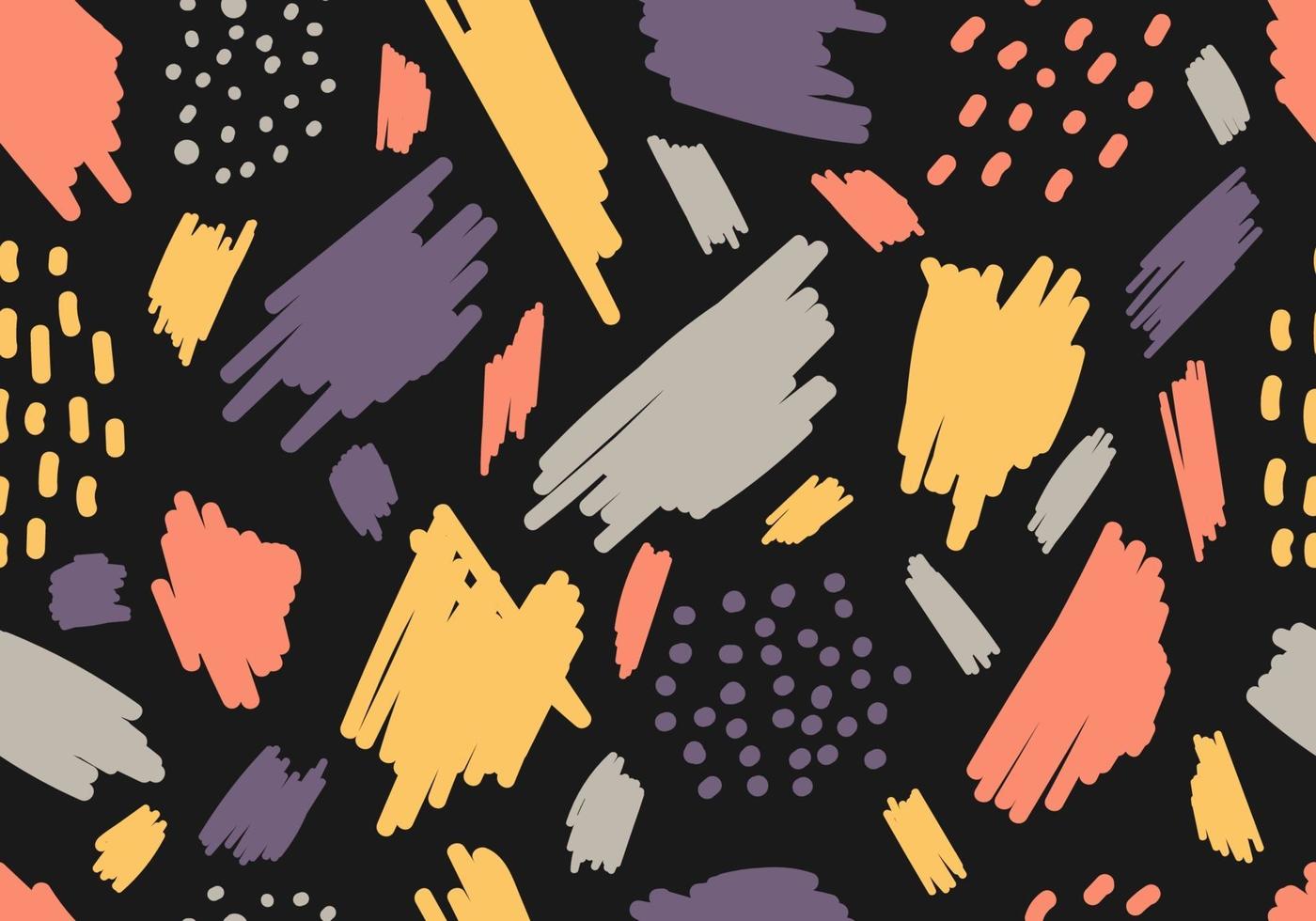 Pinselstriche, Muster, Punkte, Schwarzer Hintergrund, Memphis-Stil, HD Wallpaper