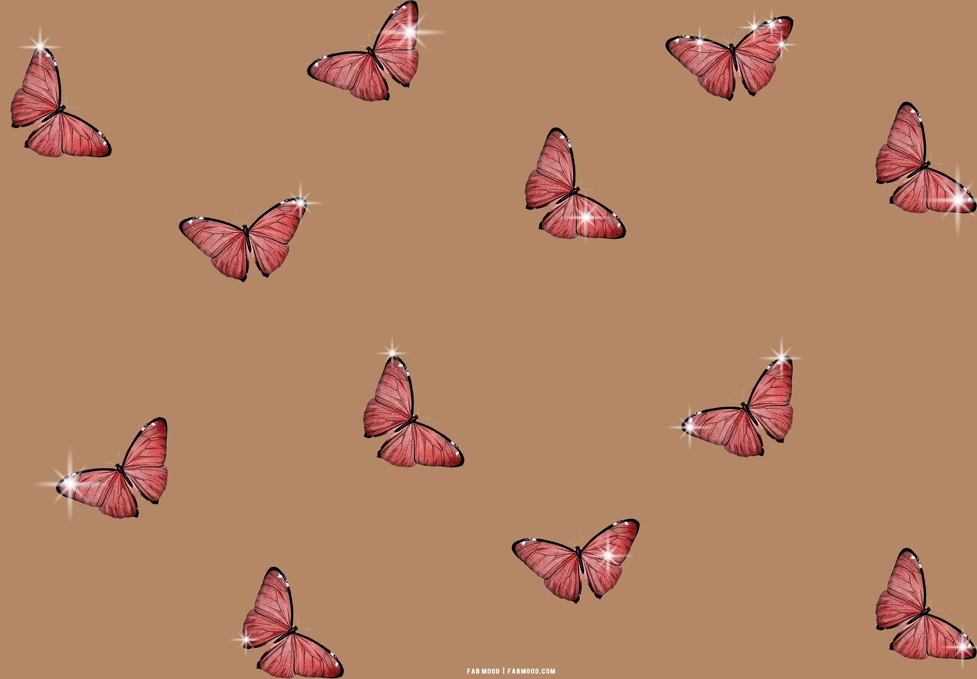 Schmetterlinge, Rote Schmetterlinge, Braun, Glitzer, Muster, Full HD, Windows-Hintergrundbild
