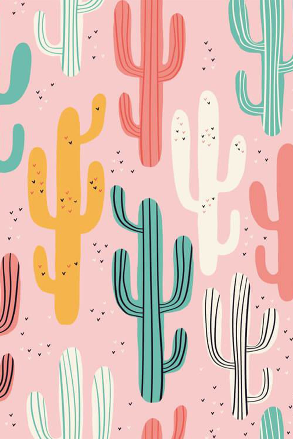 Kakteen-Muster, Rosa Hintergrund, Bunt, Illustration, HD, Sperrbildschirm fürs iPhone