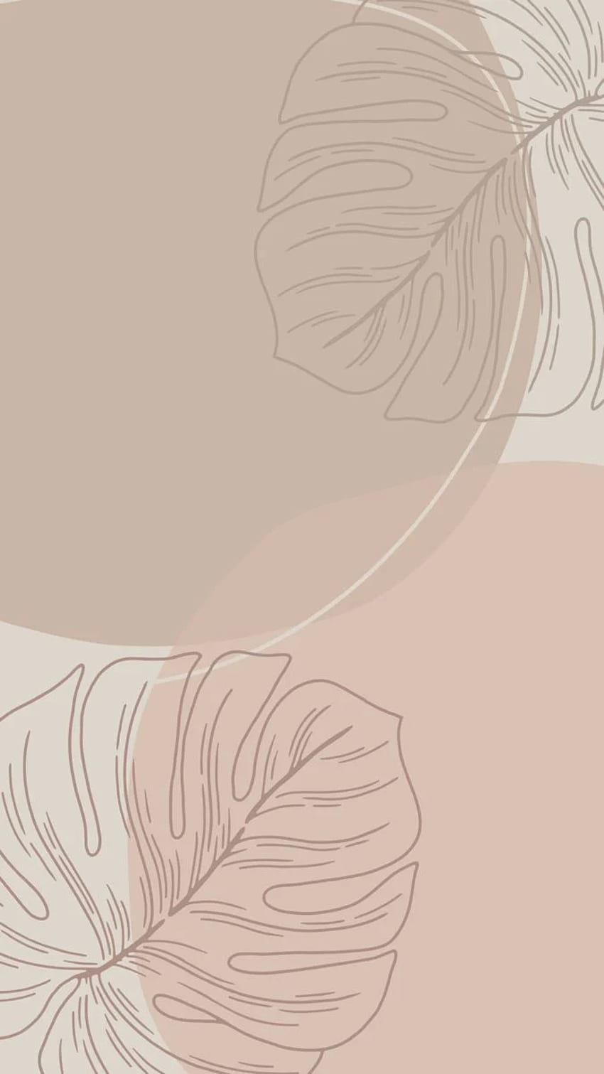 Monstera-Blätter, Linienkunst, Beige, Boho, Hintergrundbild für iPhone und Android