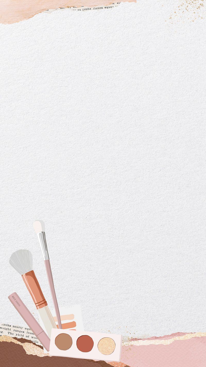 Make-up-Pinsel, Lidschattenpalette, Kosmetik, Weißer Hintergrund, Flatlay, Sperrbildschirm fürs iPhone