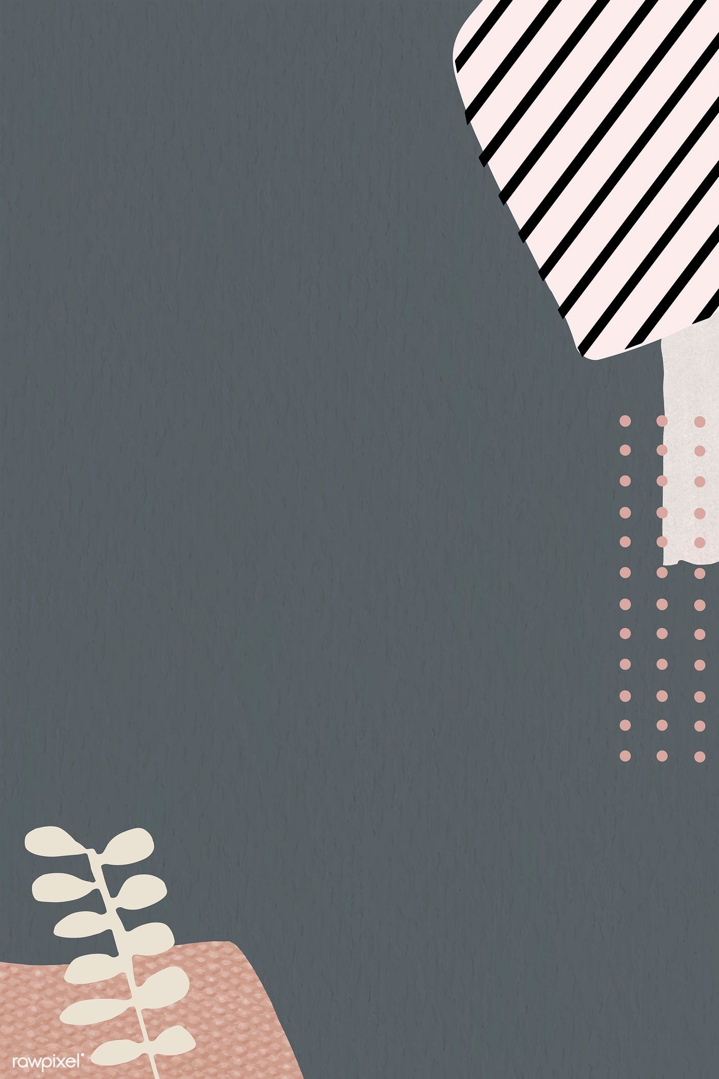 Boho, Dunkelgrau, Streifen, Punkte, Pflanze, Full HD, Hintergrundbild fürs Handy