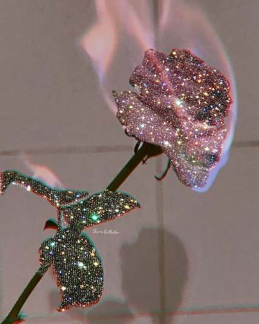 Glitzerrose, Rose, Rauch, Ästhetik, Silber, Hintergrundbild für iPad und Tablet