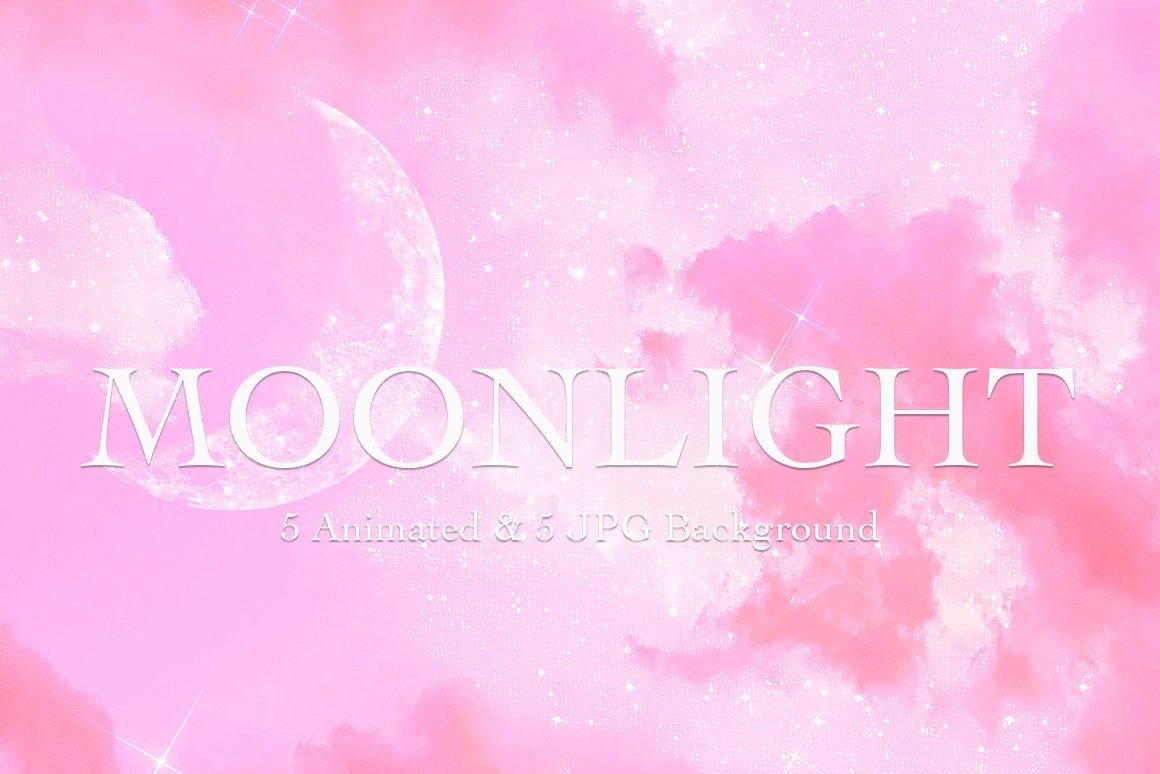 Moonlight, Rosa Wolken, Mond, Schriftzug, Pastell, Hintergrundbild