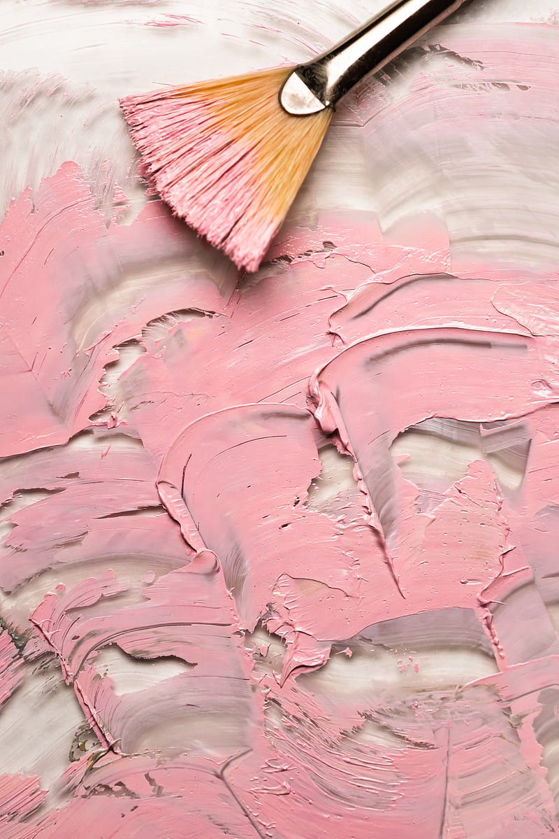 Fächerpinsel, Rosa Farbe, Kosmetik, Textur, Nahaufnahme, HD, Tablet-Hintergrund