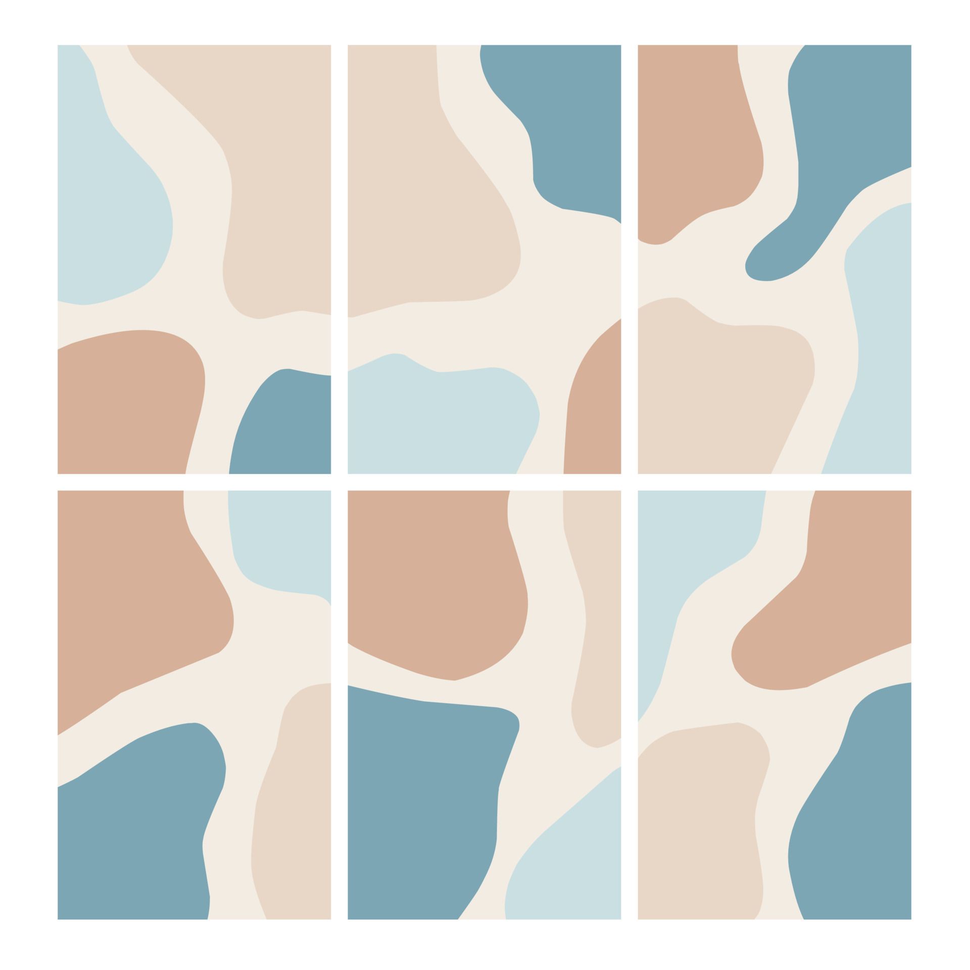 Organische Formen, Beige-blau, Muster, Boho, Full HD, Hintergrundbild fürs Tablet