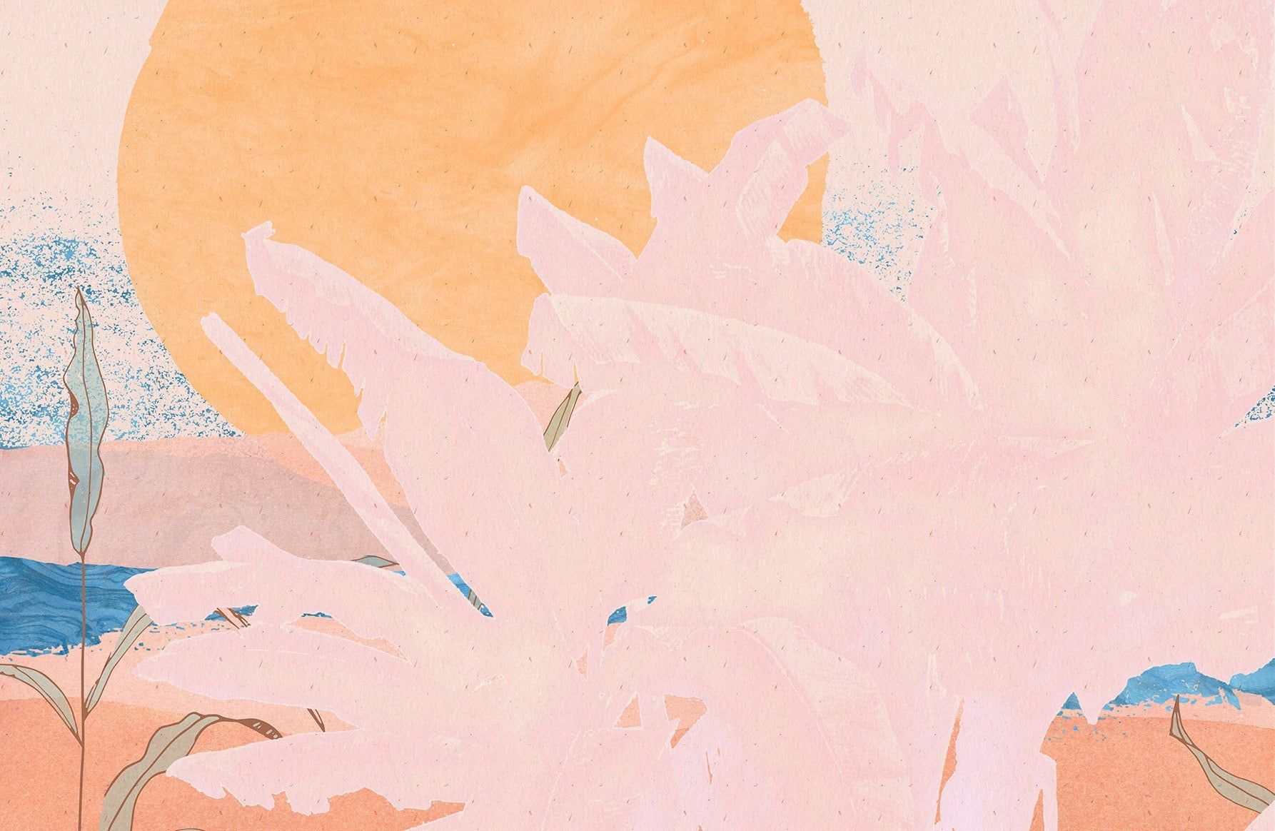 Pflanzen, Sonne, Pastellrosa, Illustration, Collage, HD, Desktop-Hintergrund für Windows