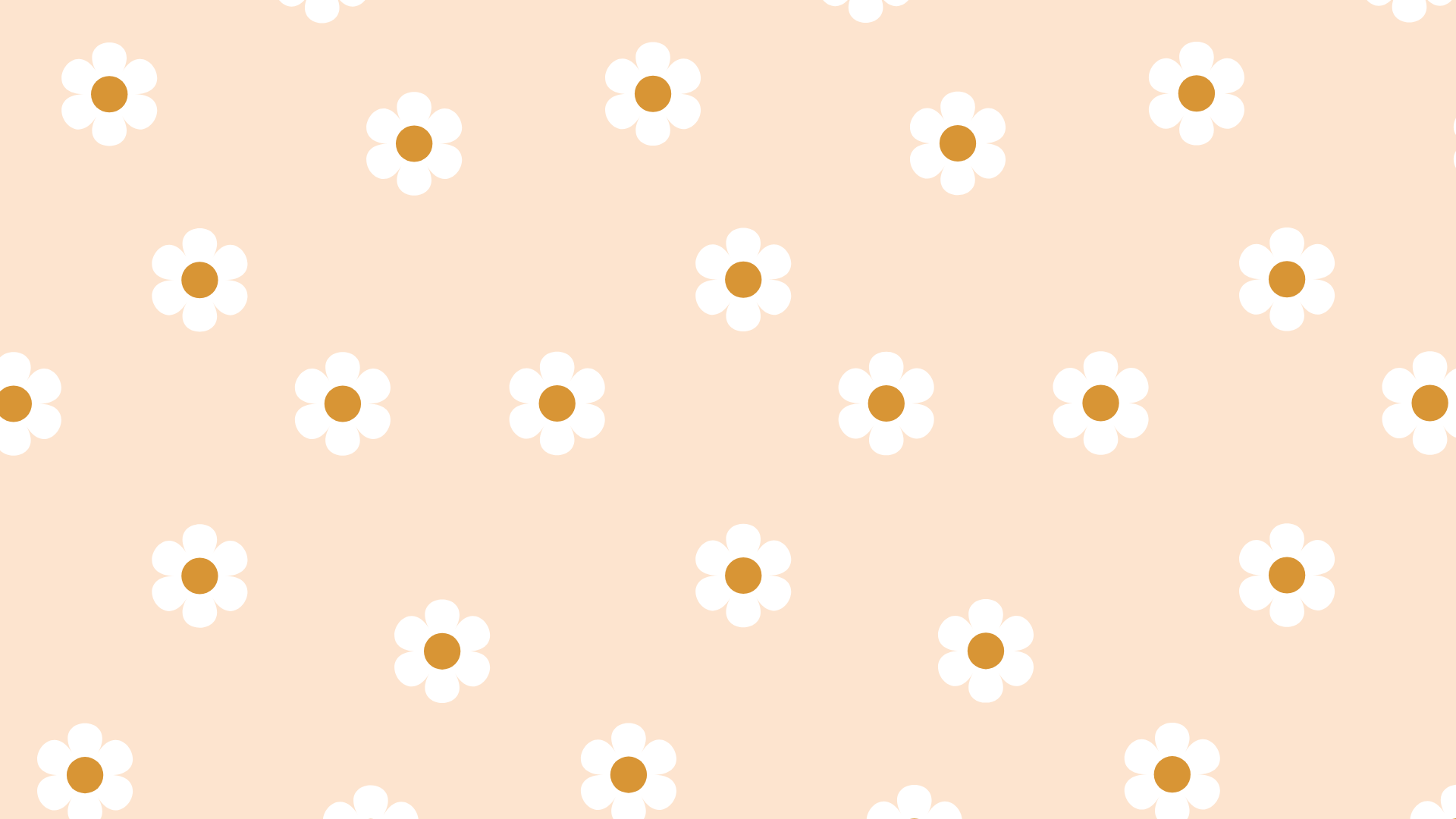 Gänseblümchen-Muster, Pfirsich-Hintergrund, Flaches Design, Full HD Wallpaper