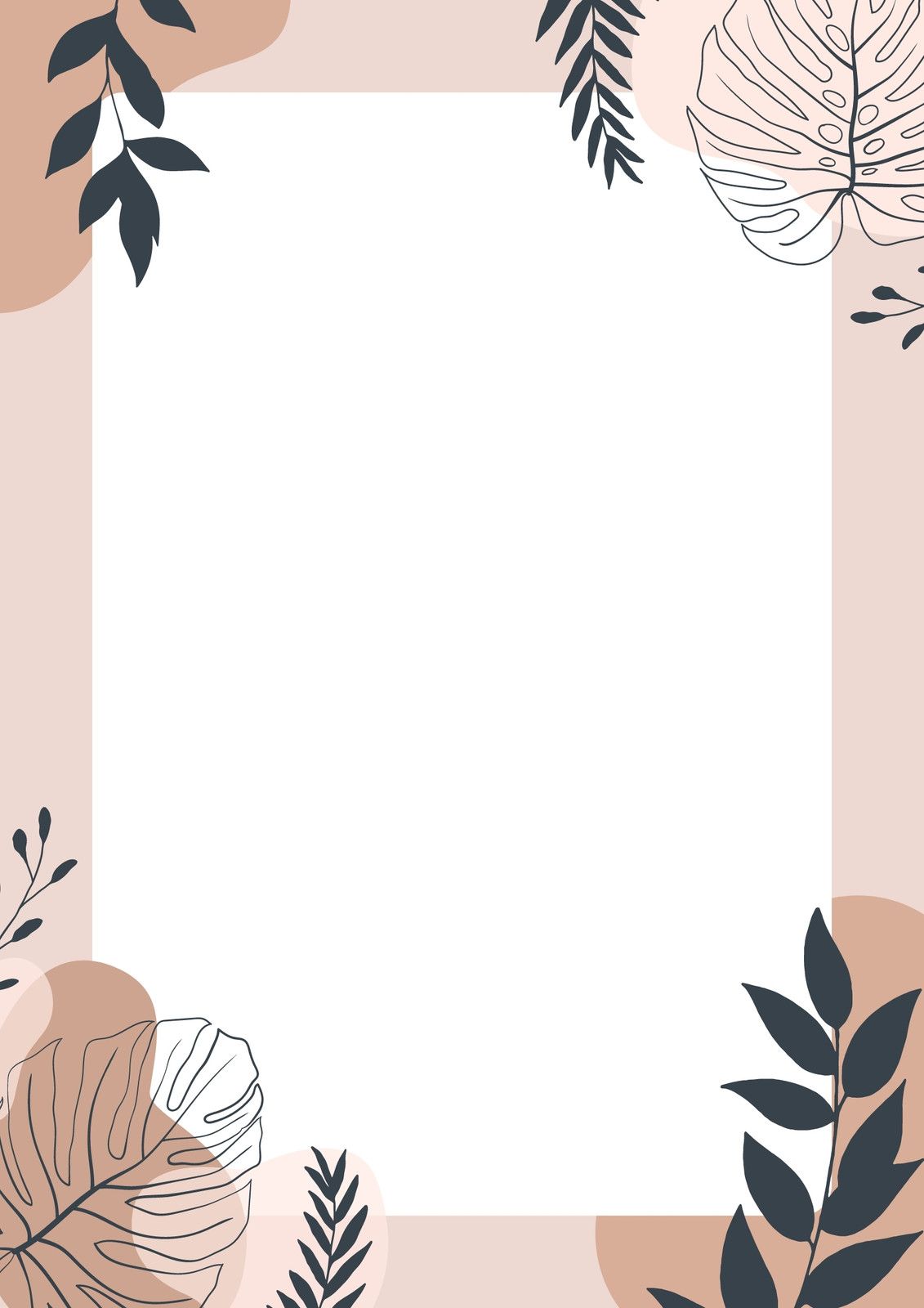 Blätterrahmen, Boho, Beige, Botanisch, Full HD, iPad-Hintergrundbild