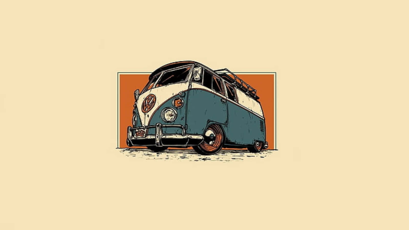 VW T1, VW Bulli, Illustration, Retro, Cremefarben, HD, Desktop-Hintergrund für Windows