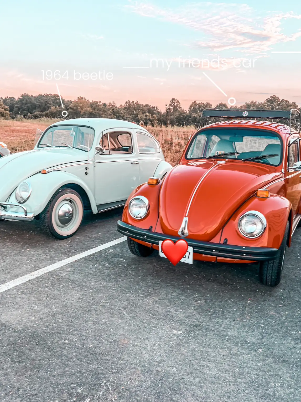 VW Käfer, Volkswagen, Oldtimer, Rot, Mintgrün, Parkplatz, Full HD, Tablet-Hintergrund