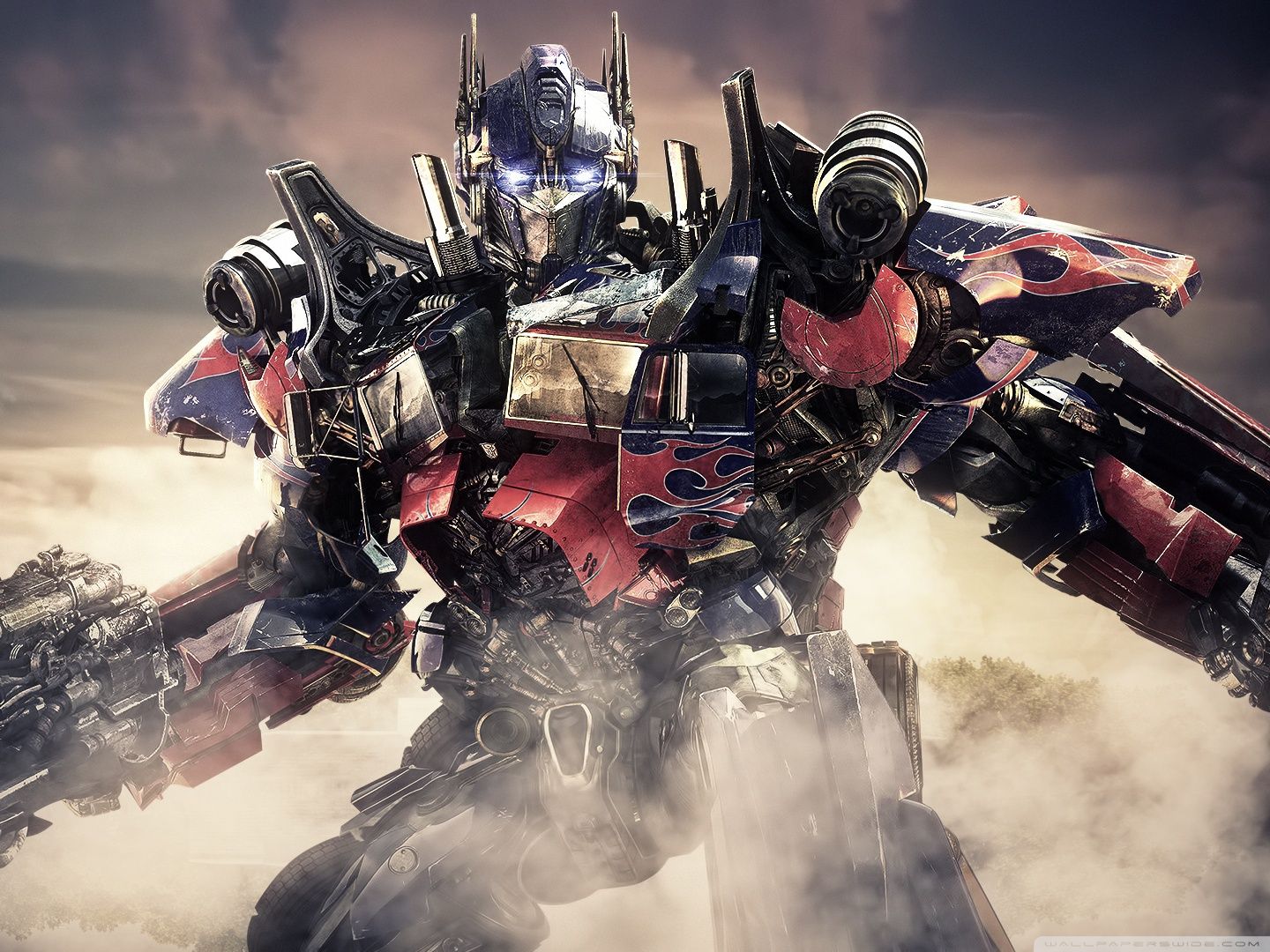 Optimus Prime, Transformers, Roboter, Rauch, Froschperspektive, HD, Tablet-Hintergrund