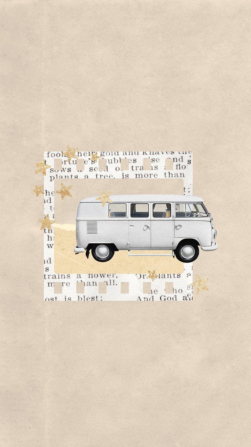VW Bulli, Briefmarke, Illustration, Beige, Minimalismus, HD, Handy-Hintergrundbild