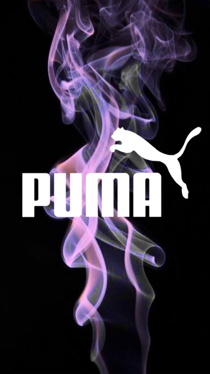 Puma, Logo, Rauch, Lila, Schwarzer Hintergrund, HD, Sperrbildschirm fürs iPhone