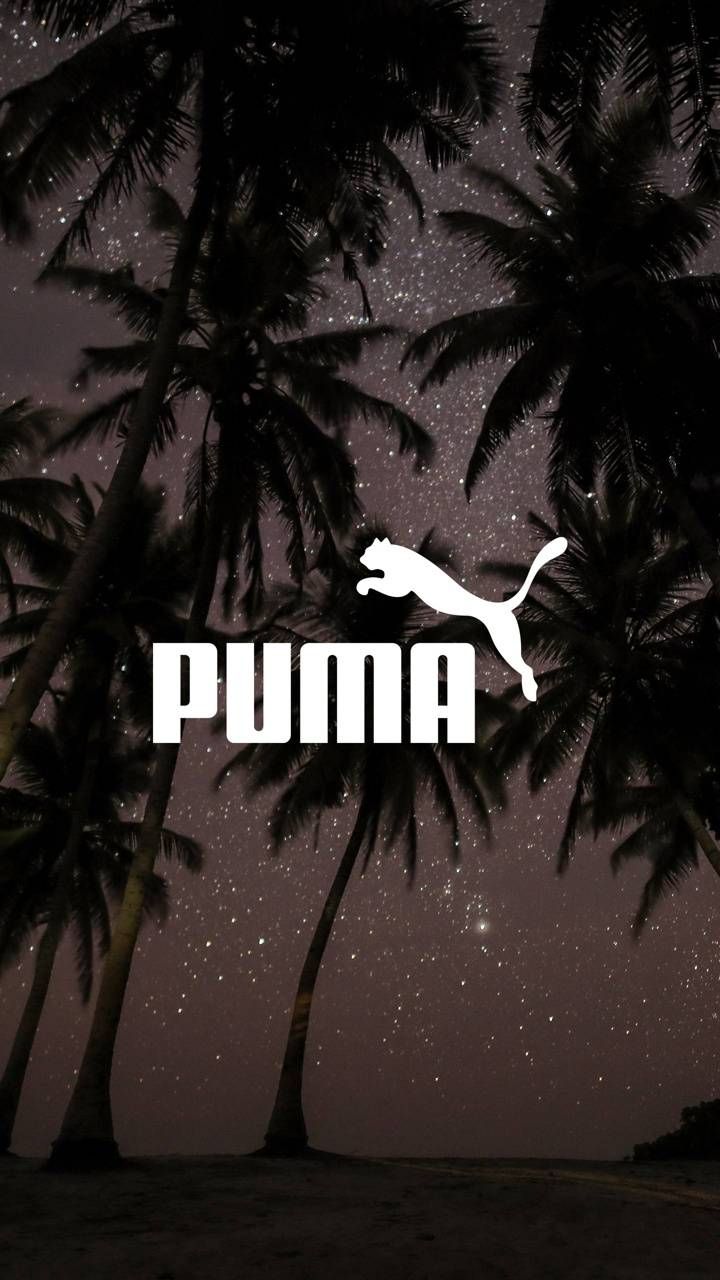 Puma, Logo, Palmen, Nachthimmel, Sterne, HD, Hintergrundbild fürs Handy
