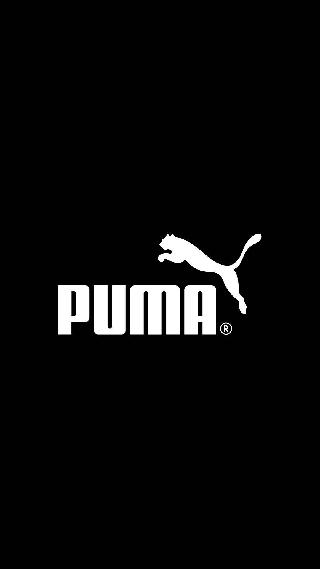 Puma, Logo, Schwarzer Hintergrund, Minimalistisch, Full HD, Sperrbildschirm fürs iPhone
