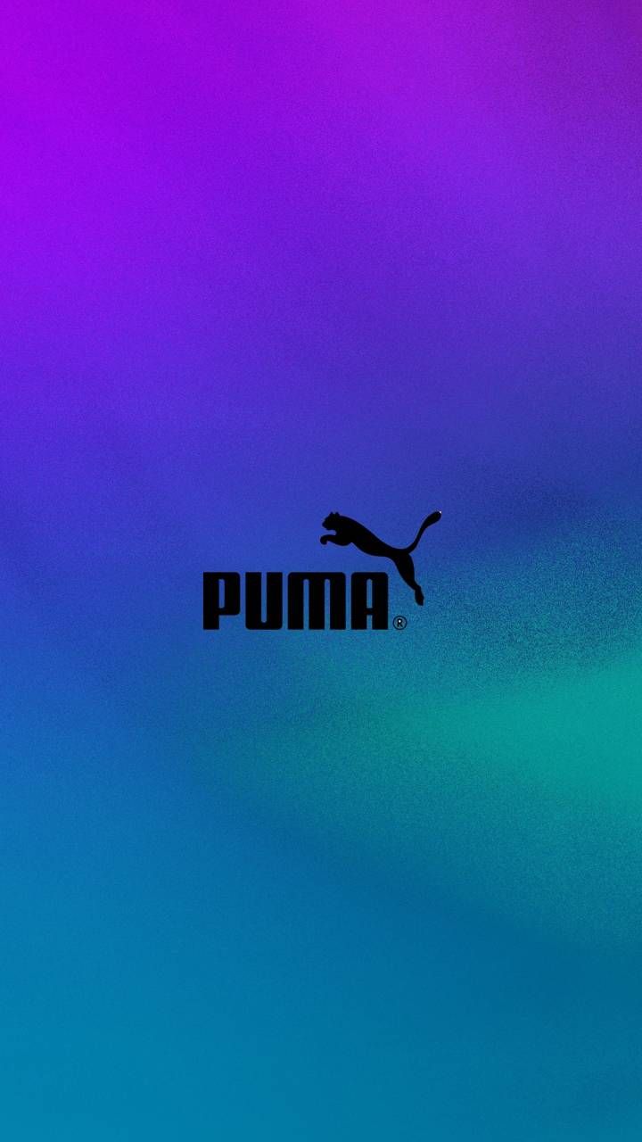 Puma, Logo, Farbverlauf, Lila-Türkis, Hochformat, Hintergrundbild fürs Smartphone