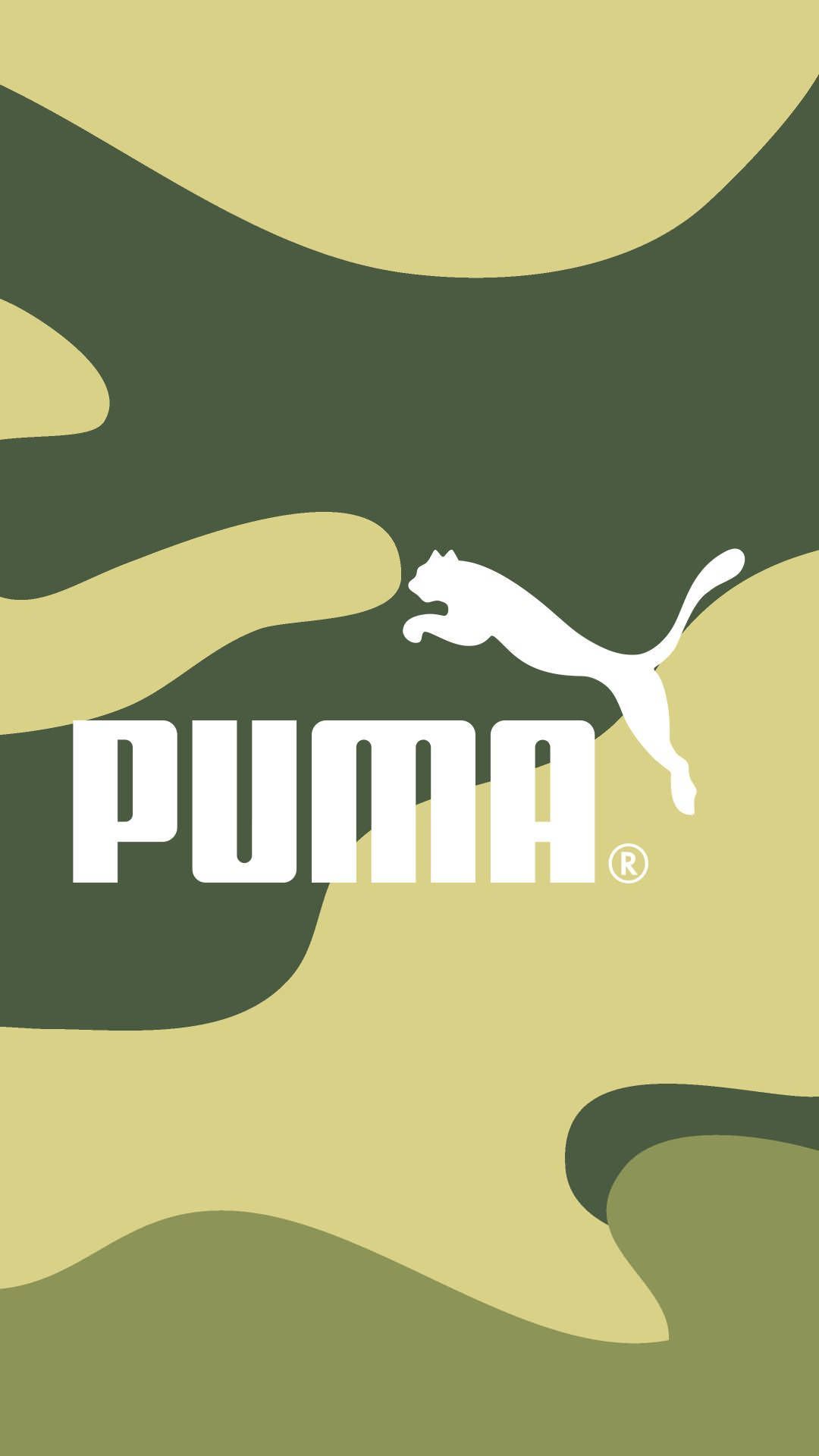 Puma, Logo, Camouflage, Olivgrün, Full HD, Handy-Hintergrund im Hochformat