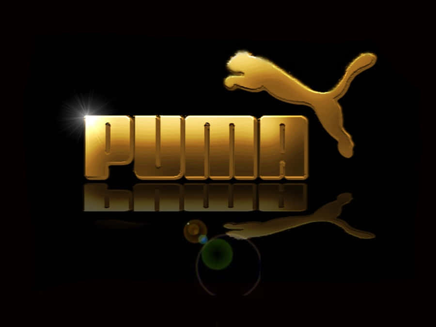 Puma, Logo, Gold, 3D, Schwarzer Hintergrund, Wallpaper