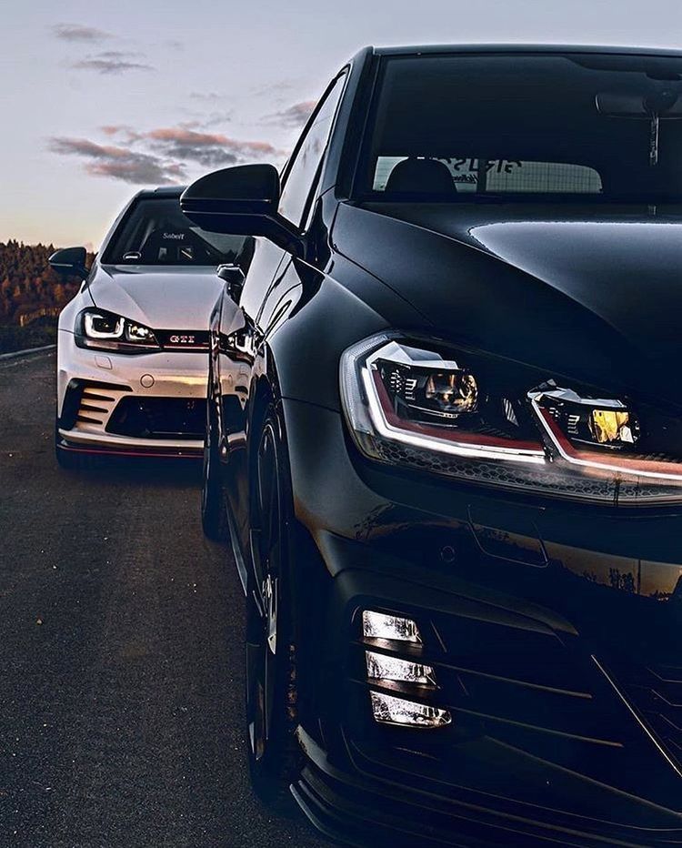 VW Golf GTI, VW Golf, Volkswagen, Schwarz, Scheinwerfer, Hintergrundbild fürs iPad