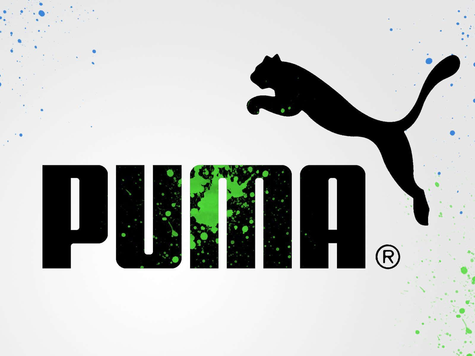Puma, Logo, Grüne Farbspritzer, Weißer Hintergrund, HD Wallpaper